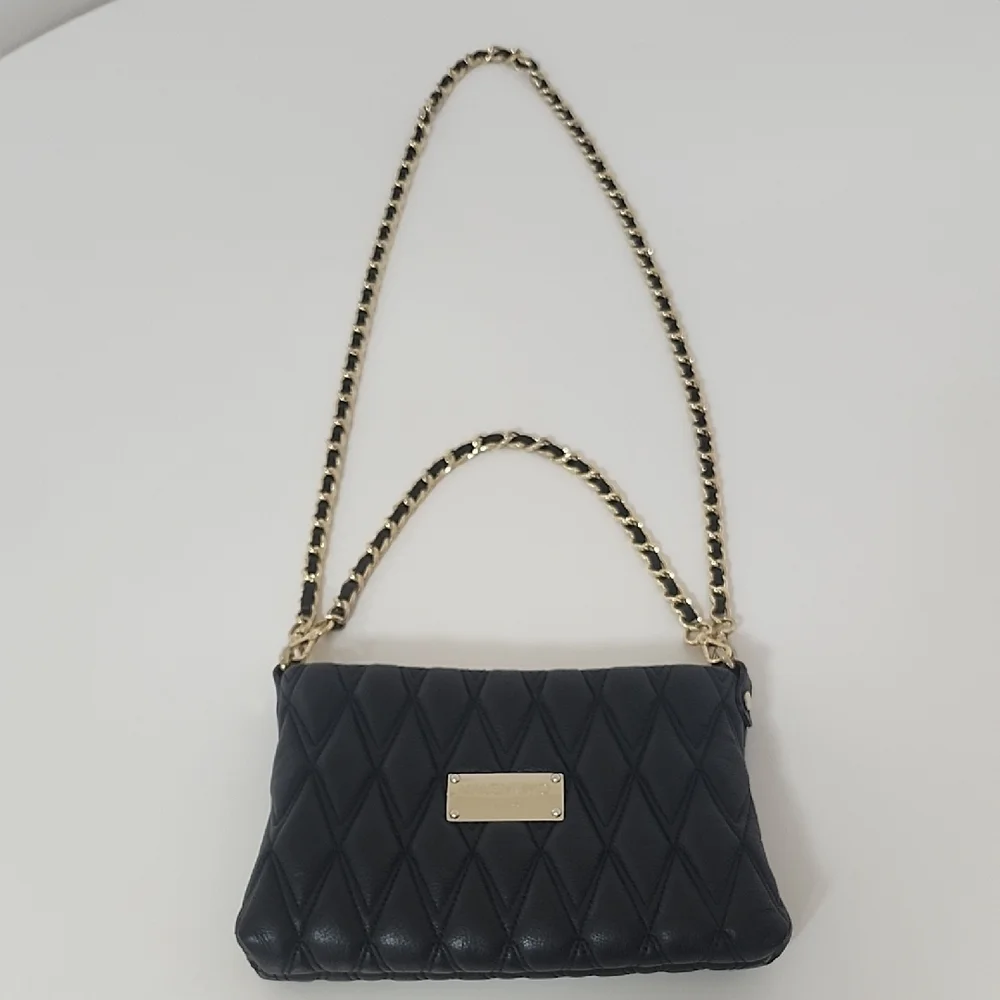 Valentino Black Quilted Leather Shoulder Bag With Removable Chain Straps 10x 7 - Picture 2 of 16
